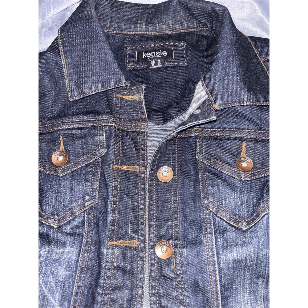 Women’s Kensie Cropped Denim Jacket Dark Wash Size XS